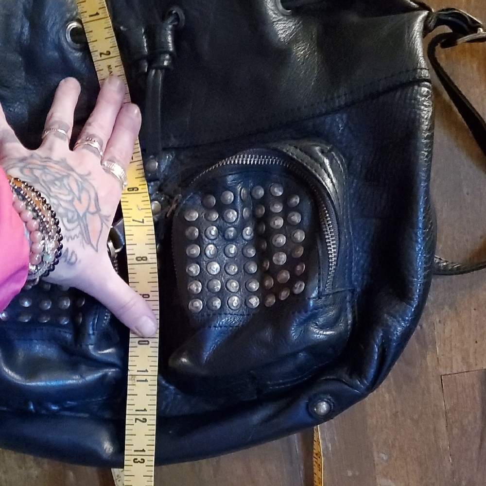 Frye Black Leather Studded Shoulder Bag - Picture 10 of 11